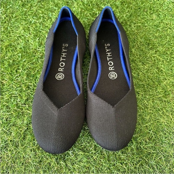 Rothys Ballet Flats Womens Size 9 The Flat Round Toe Women Black Knit Slip On - Picture 2 of 7